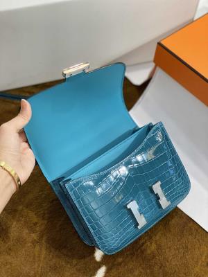 wholesale quality hermes constance 19 shinny niloticus crocodile 7w blue izmir phw